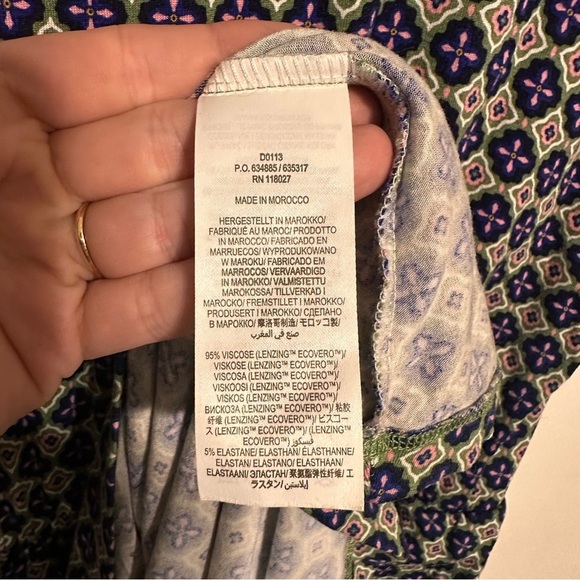 Boden Flutter Sleeve Jersey Dress in Moroccan Diamond Size 8 Green Blue - Picture 7 of 8